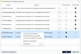 Einstellungen für die Modellaktualisierung